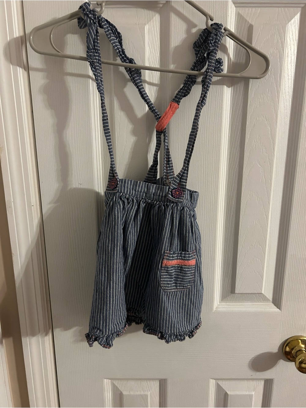Matilda Jane Navy and Coral Striped Suspender Skirt